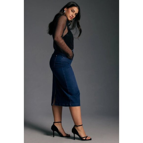 By Anthropologie Denim Midi Skirt The summit 26W - Picture 3 of 3